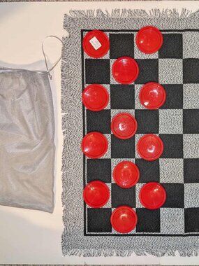 Giant Checkers Set Game with Mat & Bag – Used Once